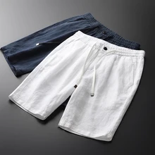 Minglu новые летние льняные мужские повседневные шорты высокое качество тонкие удобные вентилируемые белые темно-синие мужские шорты плюс размер M-4XL