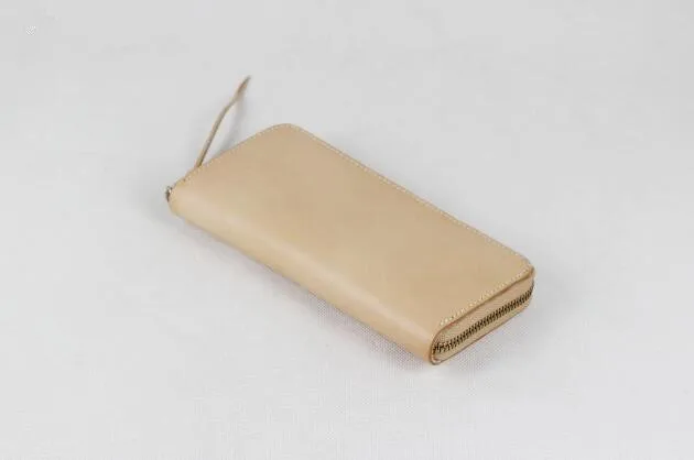 Однотонный простой удлиненный женский кошелек из натуральной кожи на молнии с держателем для карт