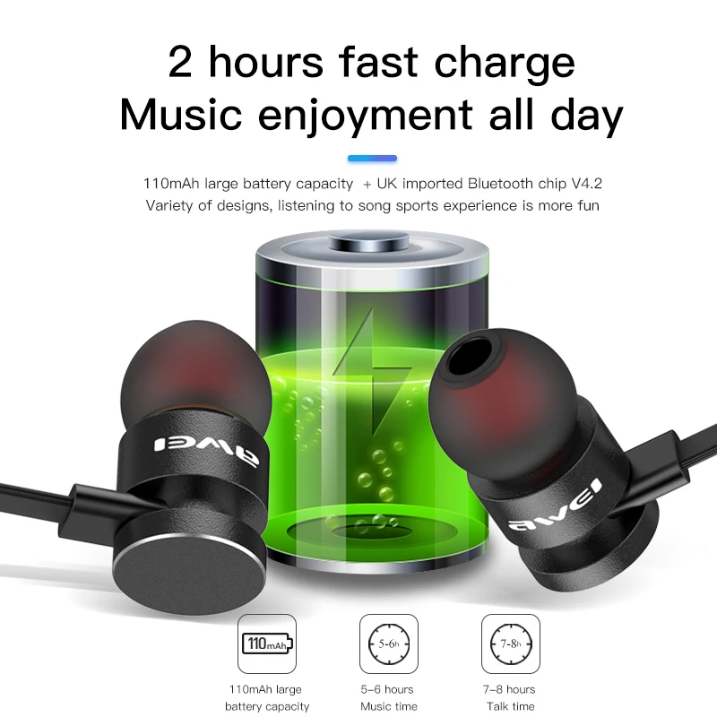 Продажа AWEI T11S Bluetooth наушники Беспроводная гарнитура с микрофоном шейным 3D бас стерео спортивные наушники для телефона fone de ouvido