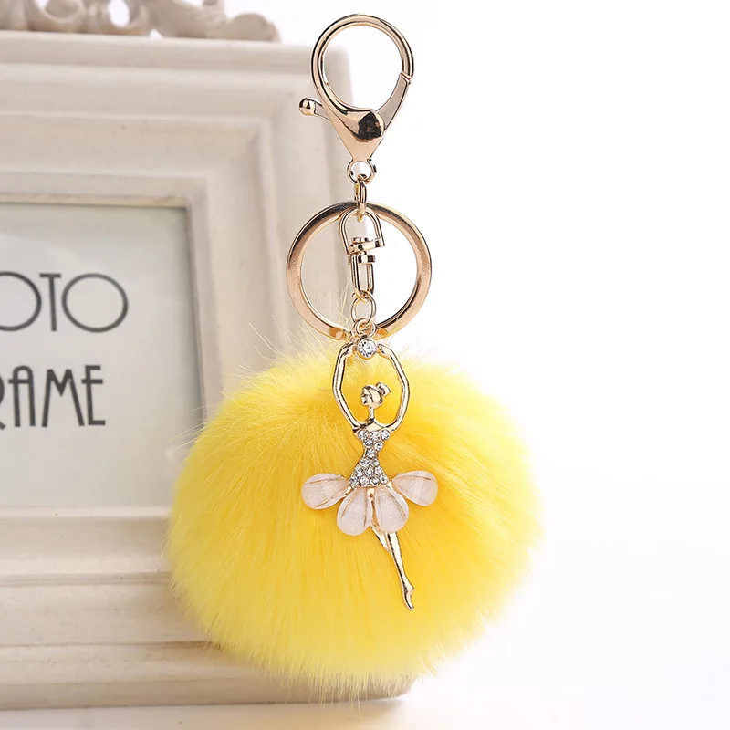 8cm Rex Rabbit Fur Ball PomPom Keyrings Dance BALLET Girl key chain Car Pendant Keychain Handbag Key Ring For Women 16 colors | Украшения и