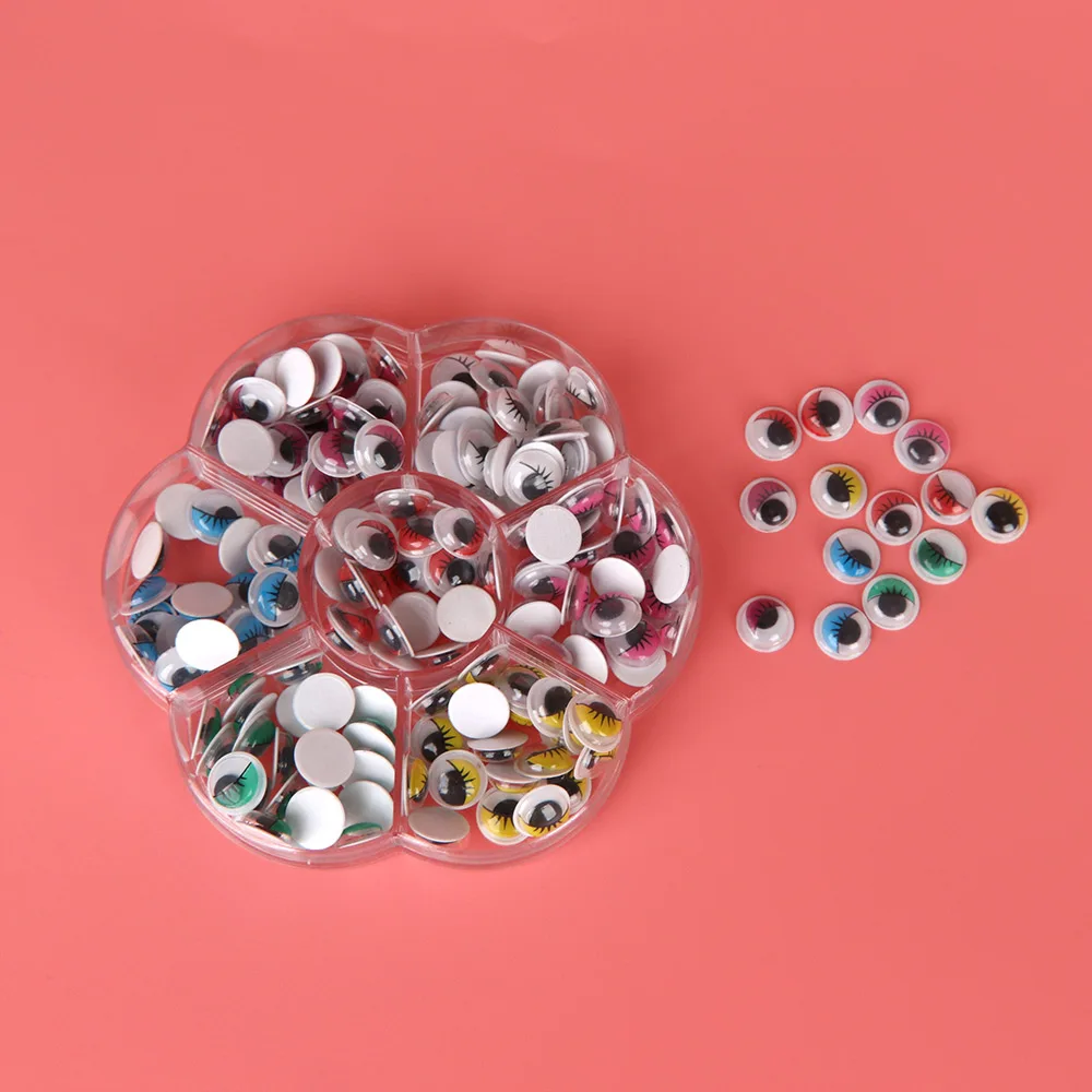 

210 Pcs Multi-color 10mm Round Self-adhesive Eyes Doll Toy Eyes Accessories Handmade DIY Craft Supplies