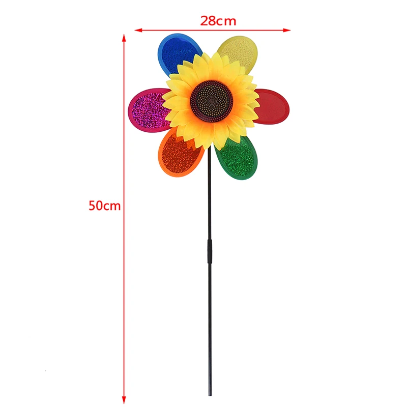 Child DIY Colorful Sequins Sunflower Windmill Toy Children Outdoor Activities Toy Garden Decor Gift For Kids