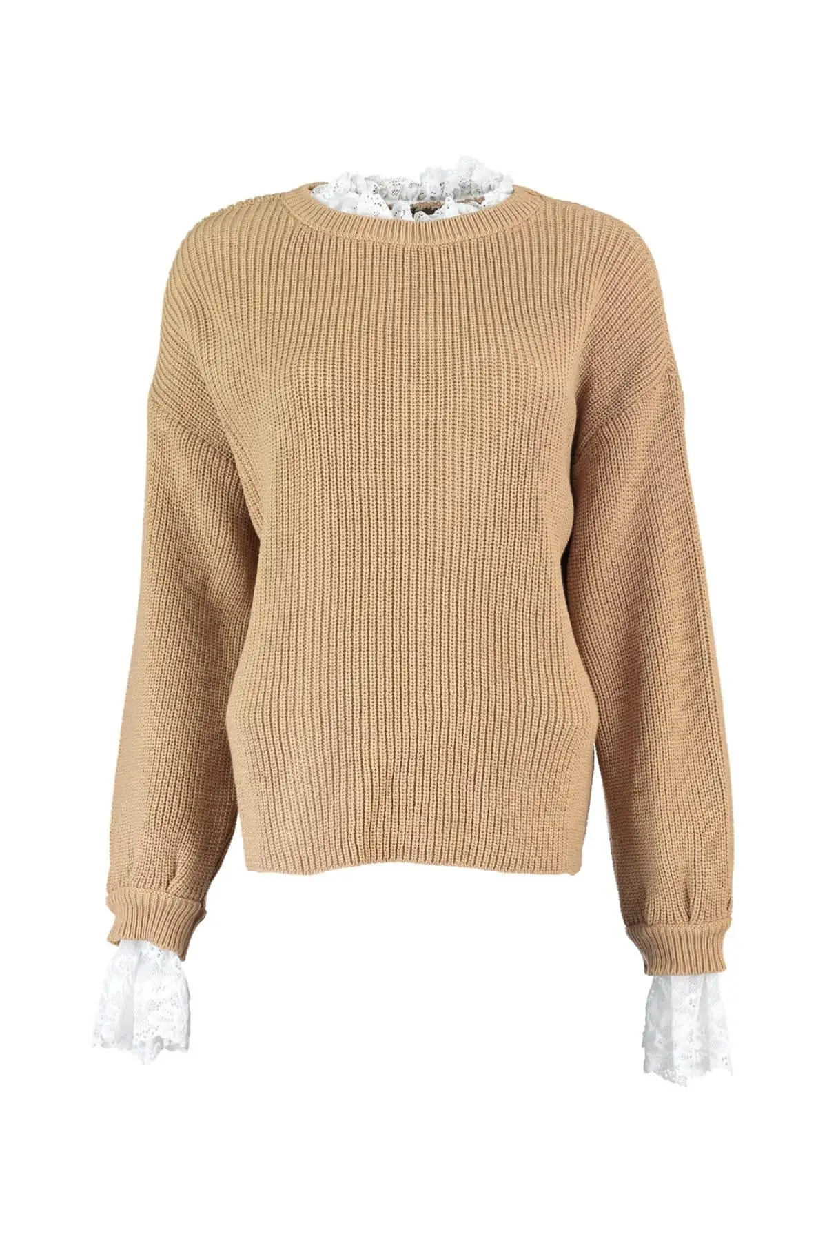 

Trendyol WOMEN-Camel Crocheted Knitwear Sweater TWOAW20ZA0005