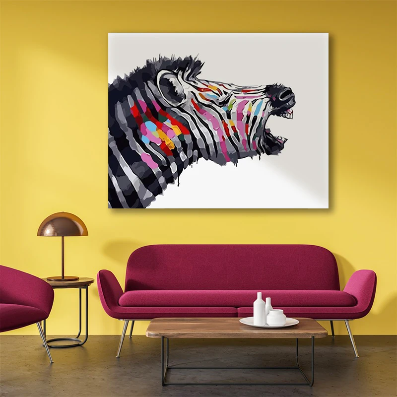 

painting by numbers art paint by number Diy Painted abstract animal zebra hand-filled color decoration painting oil paintin