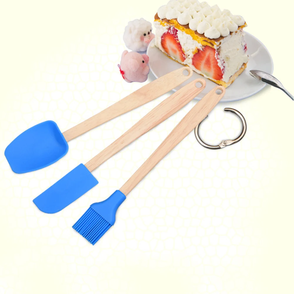3 Pcs /Set Cookie Spatulas Silicone Spatula Spoon Brush Set DIY Cooking
