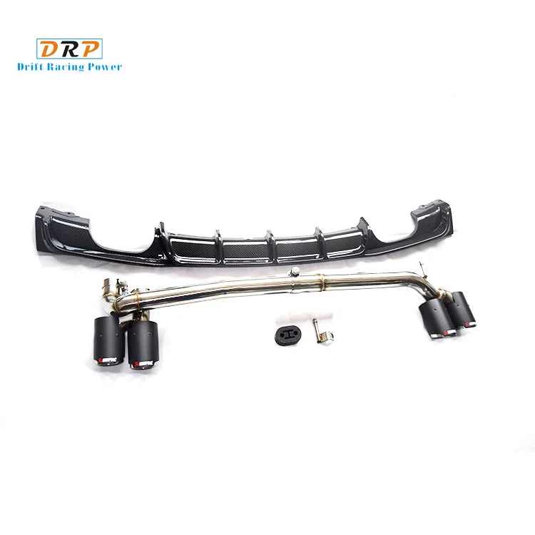 

1 set car PP rear bumper carbon look diffuser & carbon fiber exhaust muffler tail fit BMW 320 330 328 M sport in 2017-2019