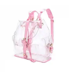 Модная одежда для девочек розовый ясно, милые Водонепроницаемый ПВХ прозрачный рюкзак школьный портфель дорожная сумка (Цвет: розовый)