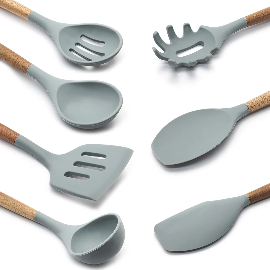 Kitchen Gadgets - Silicone Cooking Utensils Kitchen Utensil set - 7 Natural Acacia Wooden Silicone Kitchen Utensils Set Kitchen Gadgets - Silicone Cooking Utensils Kitchen Utensil set - 7 Natural Acacia Wooden Silicone Kitchen Utensils Set