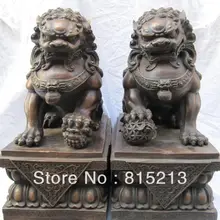 Bi00393 17 китайская чистая красная бронза скульптура Лев foo собака зверь дверная Статуэтка фэншуй