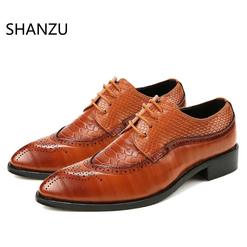 

38-48 Fashion Leather Shoes Men Dress Shoe Pointed Oxfords Shoes For Men Lace Up Designer Luxury Men Formal Shoes 2018