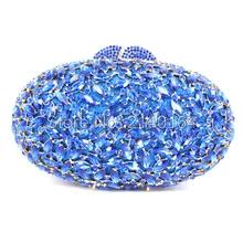 Дизайн Роскошный овальной формы женские вечерние клатчи с кристаллами из металла женский кошелек позолоченный Вечерний Клатч bags88282