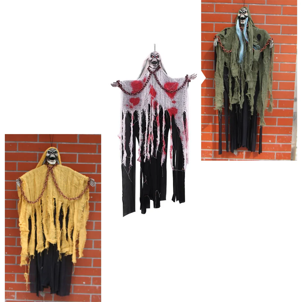 

Halloween Props Iron Chains Hanging Led Eye Ghost Toy Horror Voice Induction Control Festival Decor Toy for Party Bar