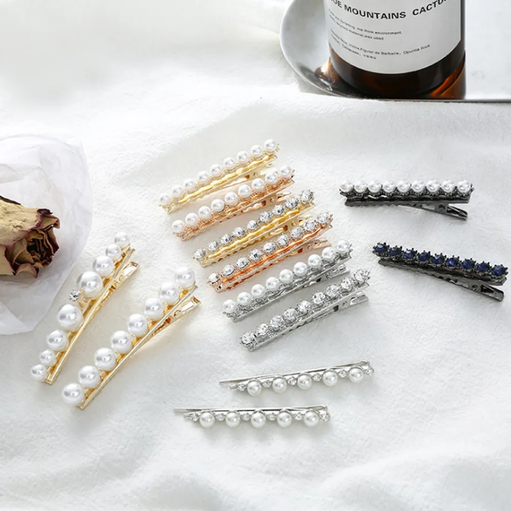

1Pc Fashion Crystal Rhinestone Pearl Hairpins Girls Barrette Hairband Hairpin Headdress for women girls Hair Accessories