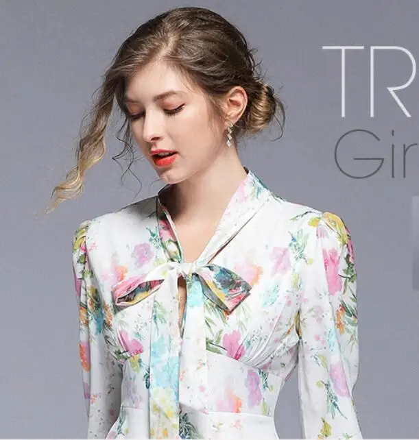 2019 Новое поступление летнее праздничное платье в стиле ретро с принтом поясом v