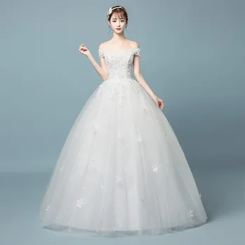 

2020 New Off The Shoulder Princess Wedding Dresses White Vestids De Noiva Lace Appliques Bridal Gowns Robe De Mariee Bride