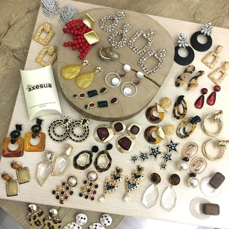 Miwens Za Crystal Vintage Drop Earrings Big Pendant Earrings Female Wholesale Dropshipping Factory Ear Accessories Bijoux A046