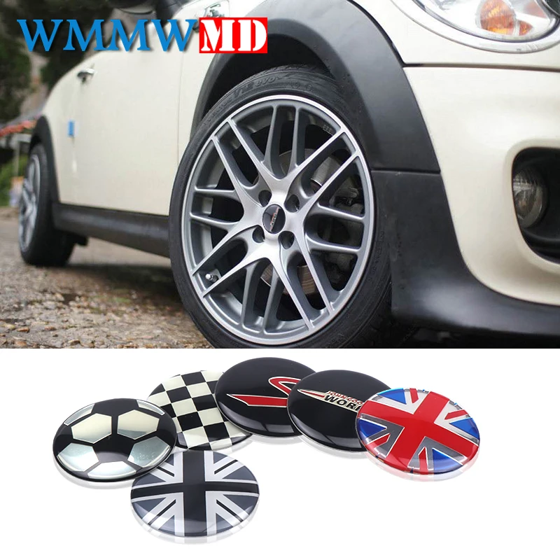 

4PCS Auto Decoration 52mm tire Wheel Center Hub Cap Stickers Decals For Mini Cooper S one JCW clubman countryman car-styling