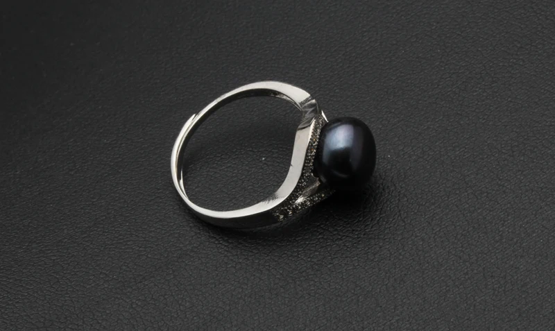 100% Really natural Freshwater black Pearls Jewelry adjustable Wedding Ring For Women