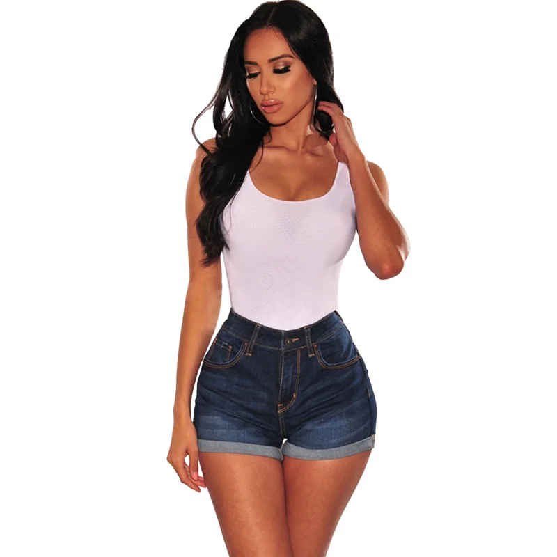 

2019 summer new hot denim shorts fashion sexy personality high waist casual washed old women's jeans