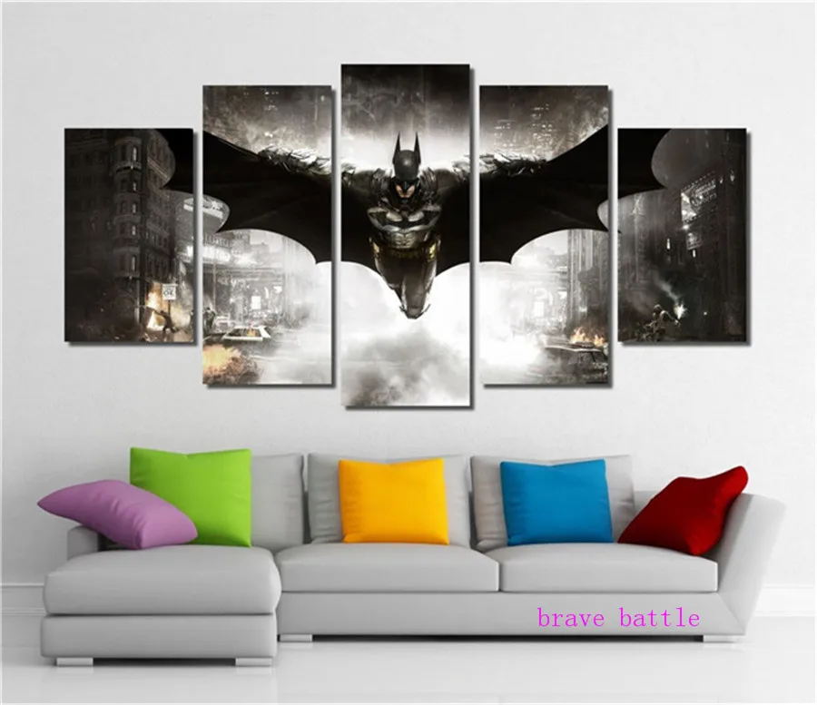  Batman DC Comics Super Hero Justice League 5 Pieces Canvas Painting Print Living Room Home Decor Mo