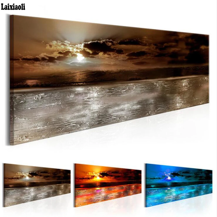 

sunset sunrise beach 5d diy diamond painting landscape large size diamond embroidery mosaic rhinestone painting home decoration