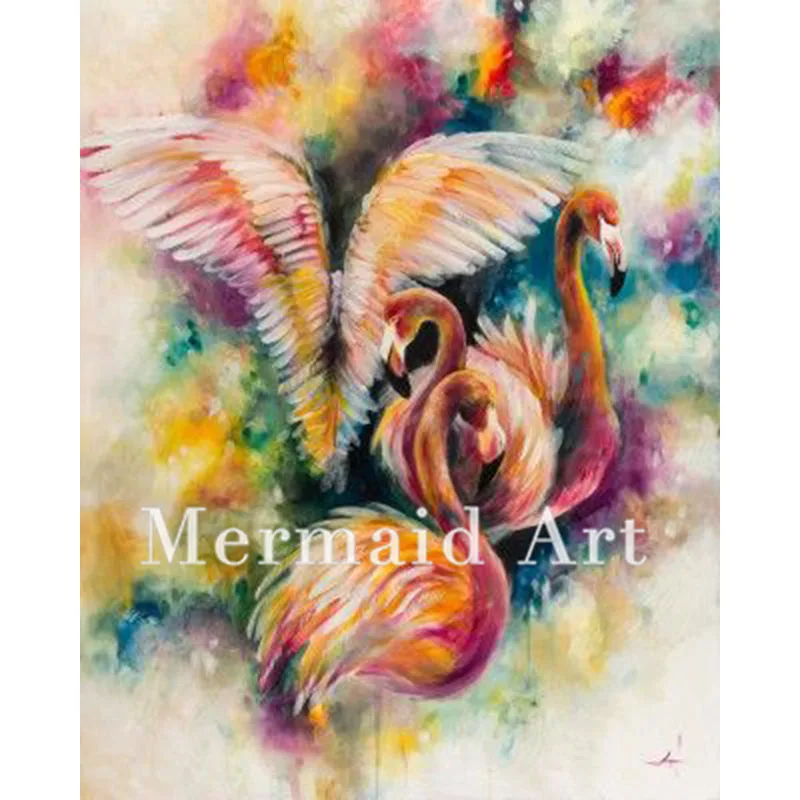 

Hand Painted Color Animals flamingos Oil Painting Hang Paintings Modern Elephant Picture For Home Decor Canvas Deer Painting art