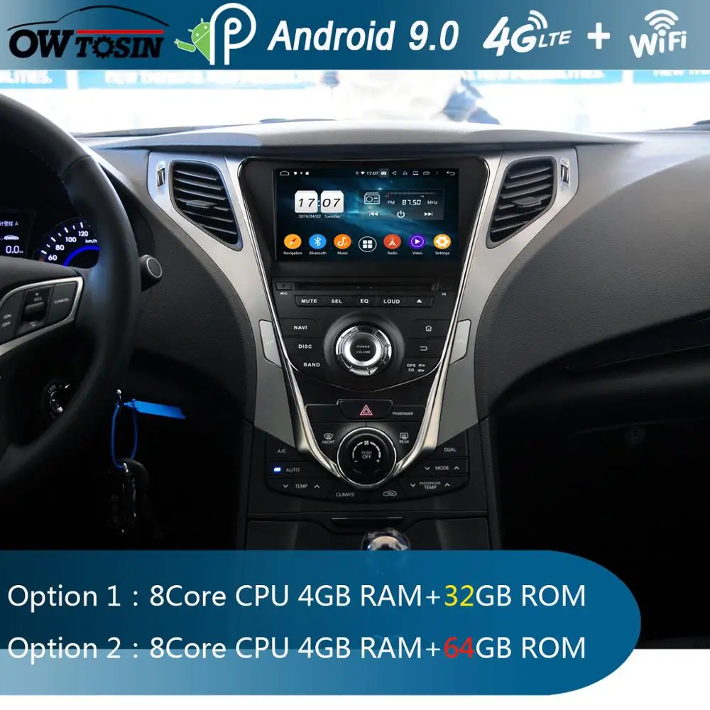 " ips 8 ядерный 4 Гб ram+ 64 Гб rom Android 9,0 автомобильный DVD радио gps для hyundai AZERA Grandeur HG I55 2011 2012 DSP CarPlay Parrot BT