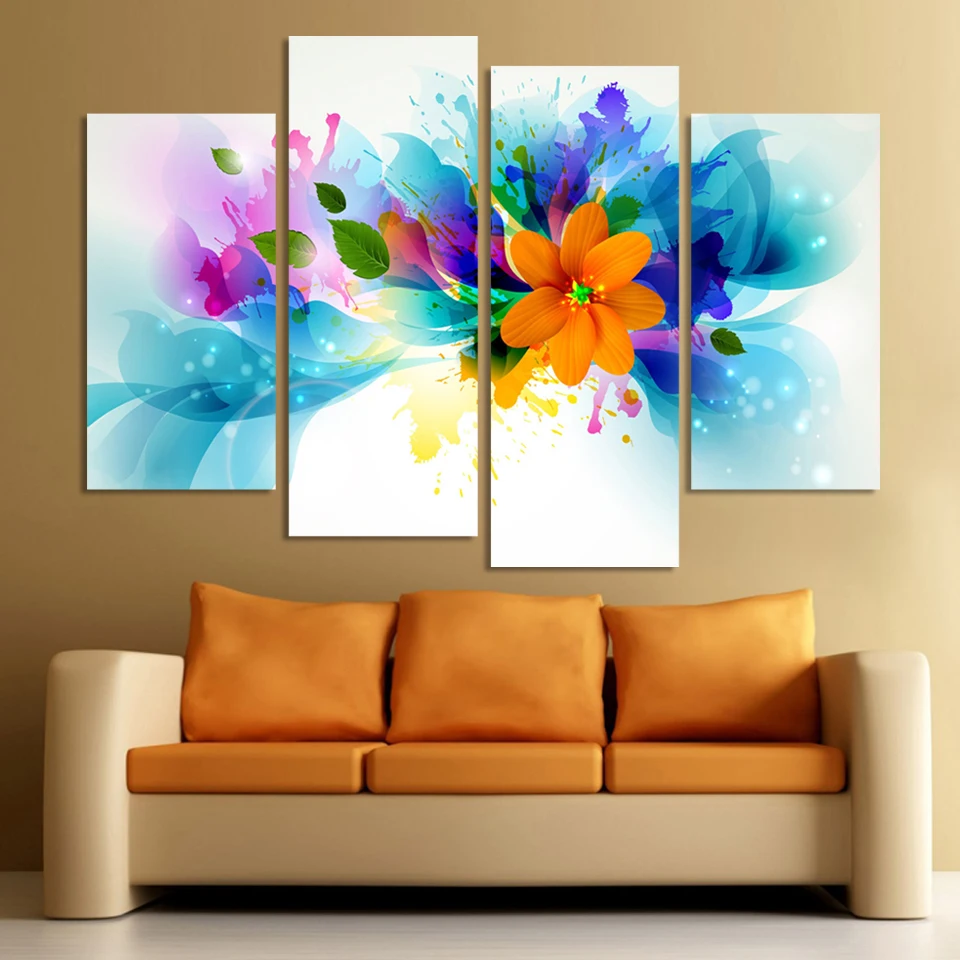 Free Shipping Hot Sell 4 Panels Modern Wall Painting Abstract Flower Picture Home Decorative Art Picture Paint On Canvas Prints Paint On Canvas Art Picturesflower Pictures Aliexpress
