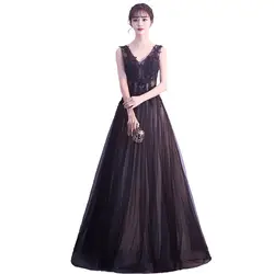 Банкетное Черное вечернее платье 2019 новый весенний длинный стиль женский элегантный тонкий пикантное платье для выпускного v-образный