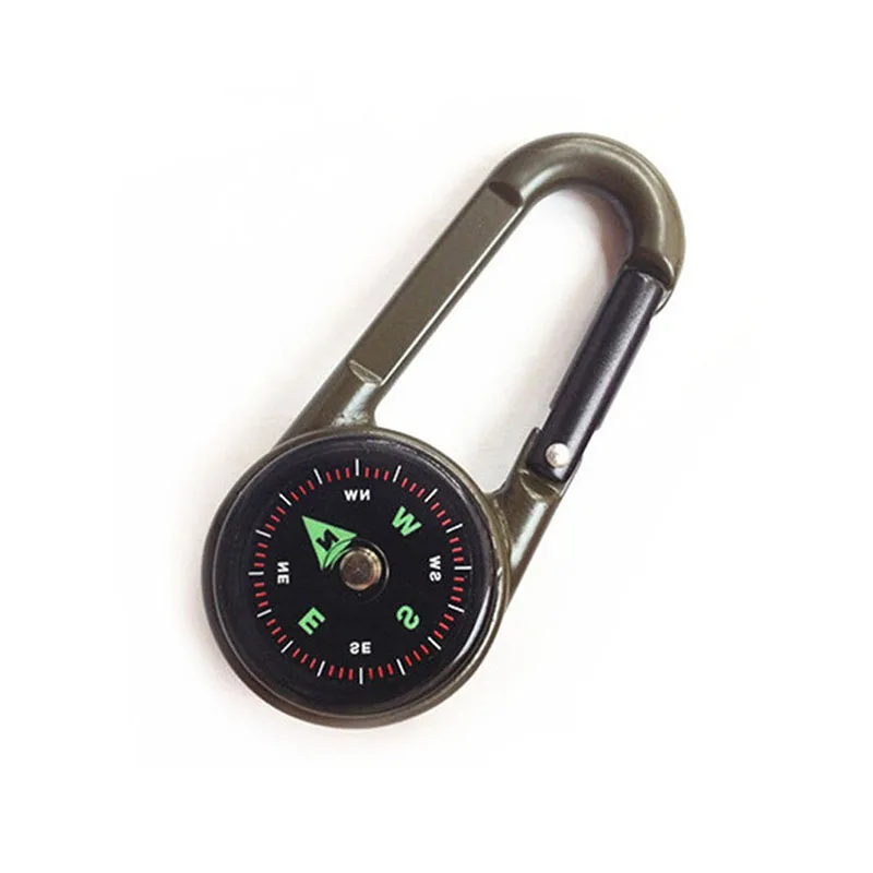 Multifunctional Mini Compass Thermometer Key chain Carabiner Clip Snap Hook Outdoor Camping Tool Hiking Goods Tourism Equipment (1)