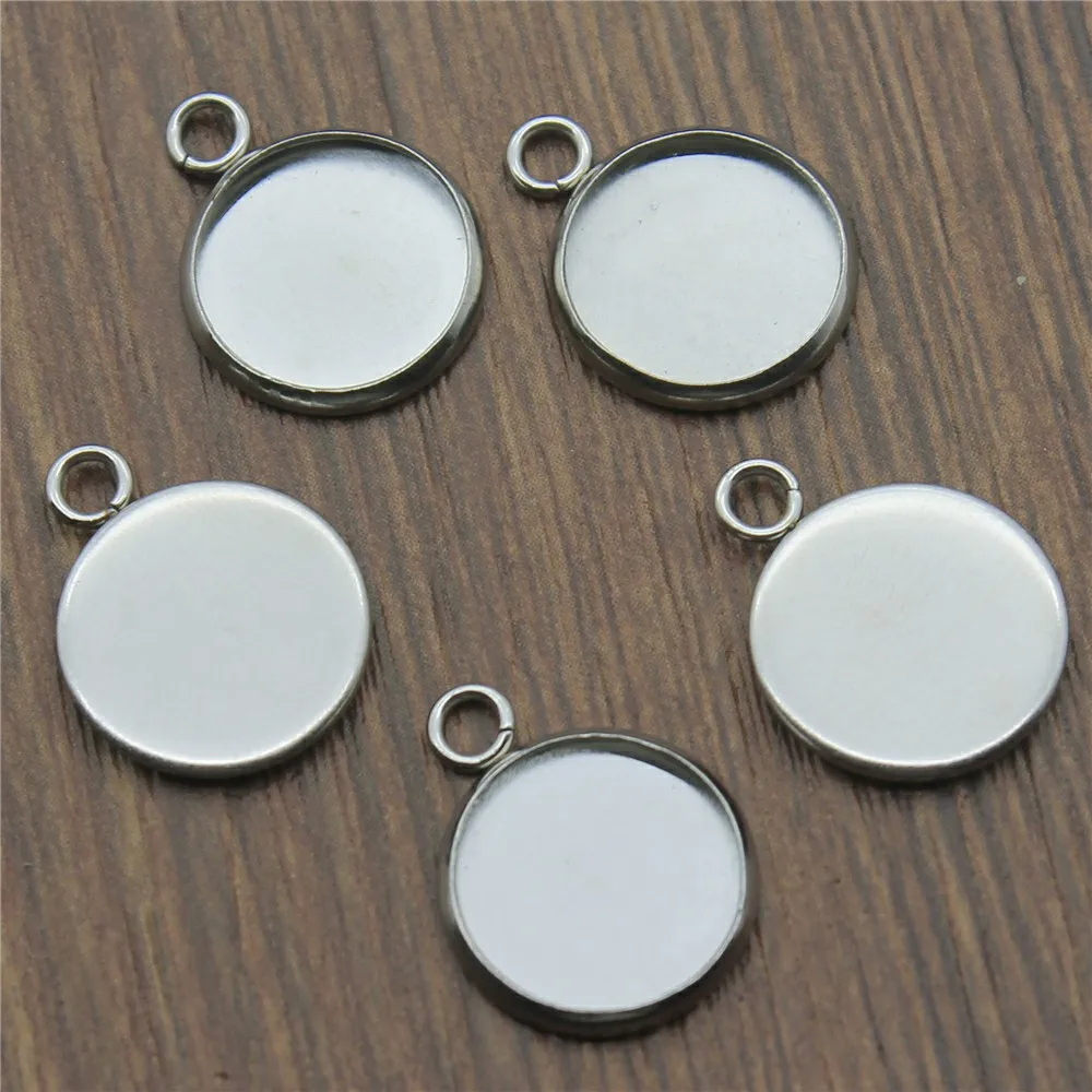 

20pcs Stainless Steel Material Fit 8~25mm Glass Cabochon Base Setting Pendant Tray Blank Bezels Setting Base For Jewelry Making