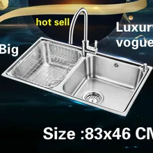 Квартиры двойной кухонный паз раковина стандарт сделать блюда 304 нержавеющая сталь большая Горячая 83x46 см