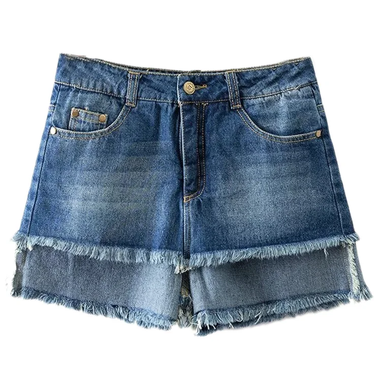 

2017 new summer fashion shorts and the wind all-match double flash old worn thin denim shorts female