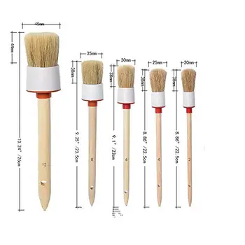 

LumiParty Round Head Clean Bristles Wood Brush Rust Resistant Car Tire Cleaning Brush wooden handle high quality Cleaning Brush