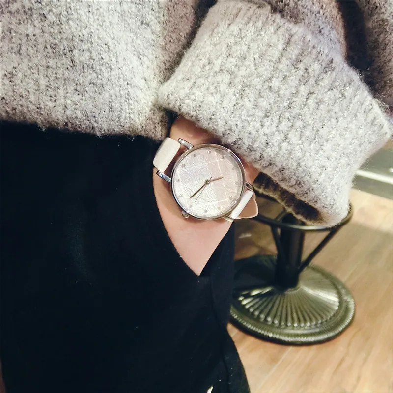 

2016 New Fashion Womens Rhinostone Quartz-watch Simple Casual Multi Color Pu Leather Wrist Watch Thin Watches For Ladies OP001