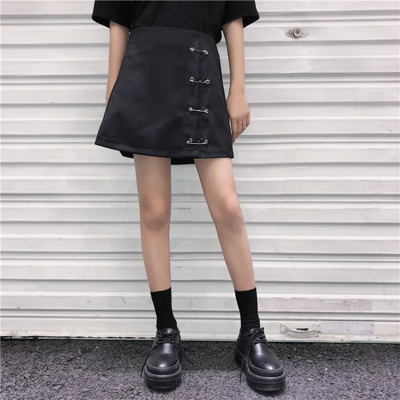 

Women 2018 New Sexy Skirts Black Wild Retro Pin High Waist Female Fashion Casual Rockabilly Vintage Skirt