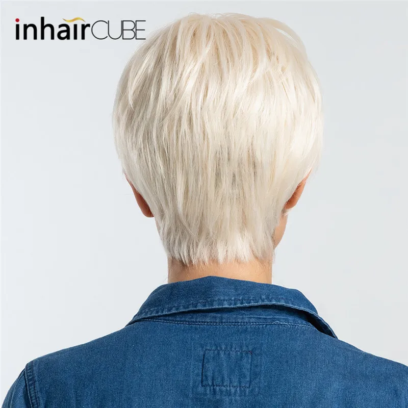 Inhair Cube короткие синтетические парики для женщин натуральные прямые пушистые Многослойные короткие волосы парик с челкой европейский стиль - Цвет: wig002-600