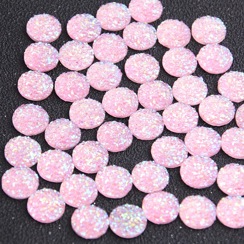 New Fashion 40pcs 12mm Mix Colors Natural Ore Style Flat Back Resin Cabochons For Bracelet Earrings Accessories