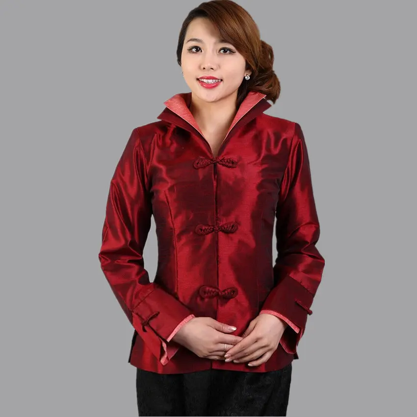 Noble Burgundy Ladies Silk Satin Jacket 