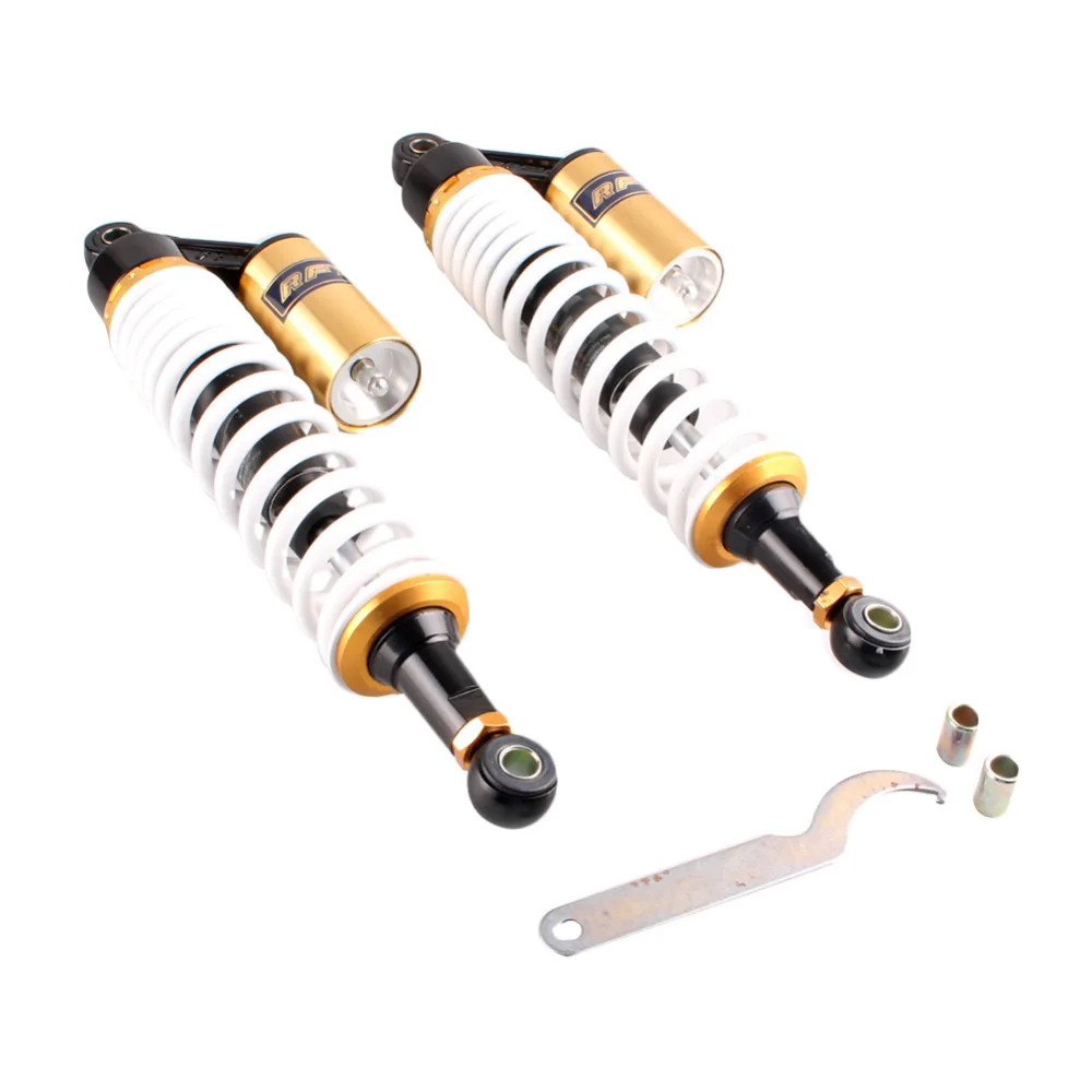 

Aluminum Alloy 15 3/4" 400mm A Pair Shocks Absorber For Some UTV Quad Go kart Substitution White&Gold