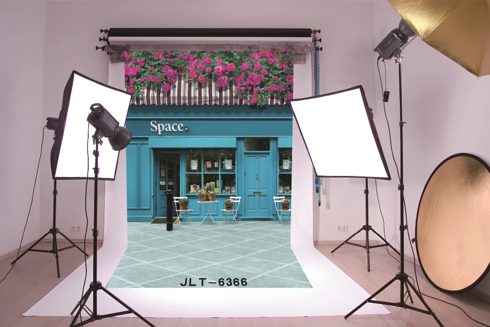 Pink Courtyard Flower Store Customized Vinyl Cloth Photography Background Print Backgrounds for Photo Studio-300cmX300cm