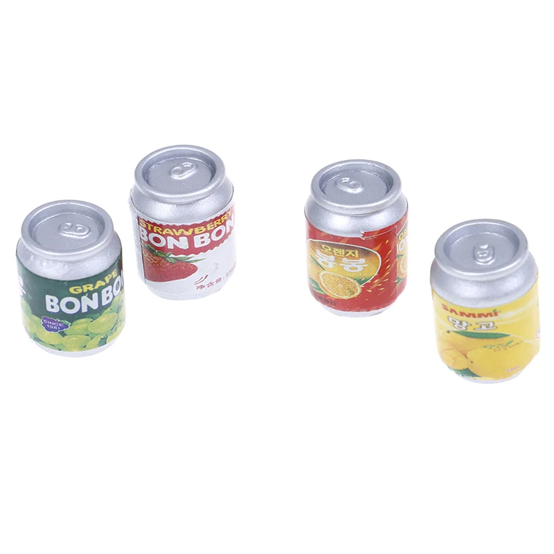 4pcs/lot 1:12 Miniature Dollhouse Furniture Drink Cans Decorations DIY Doll House Kitchen Mini Cans