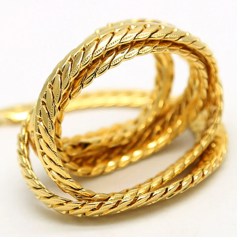 

Iced Out Super Long Chain Yellow Gold Filled Fastness Solid Snake Bone Pattern Necklace for Men Fashion Bling Hip Hop Jewelry
