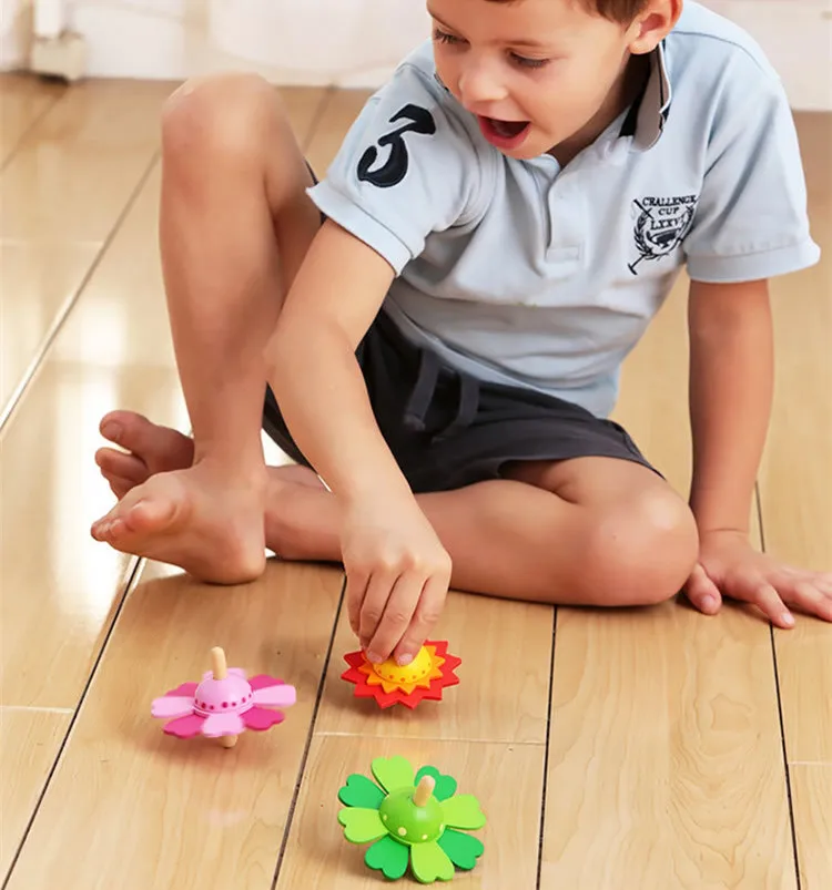 Candywood 1 шт. детские цветы деревянный волчок классическая игрушка раннее образование Монтессори НОВЫЕ Деревянные Игрушки для маленьких мальчиков и девочек