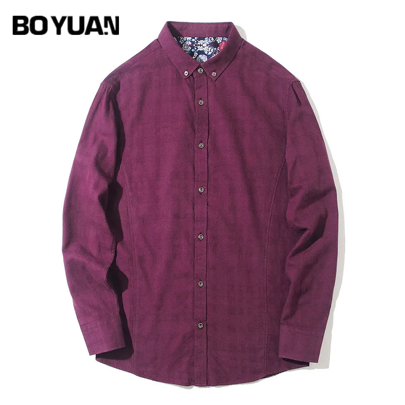 Boyuan 2018 Для мужчин модные Повседневное рубашка с длинными рукавами Slim Fit мужской