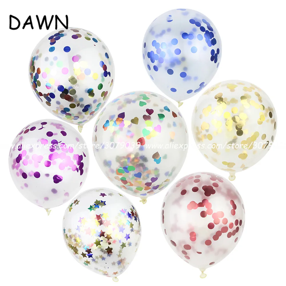

5pcs/lot 12inch Rose Gold Confetti Balloons Clear Latex Balloon Birthday Wedding Party Decoration Multicolor DIY Kids Toys