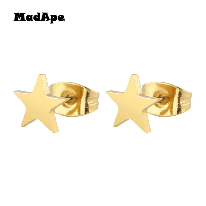 Женские серьги-гвоздики MadApe серьги из нержавеющей стали со звездами простые