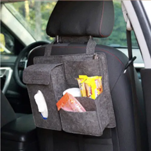 

Auto Car Storage Solid Multi-Use Pocket Organizer Hook Car Storages Seat Back Bag Black 1 Set