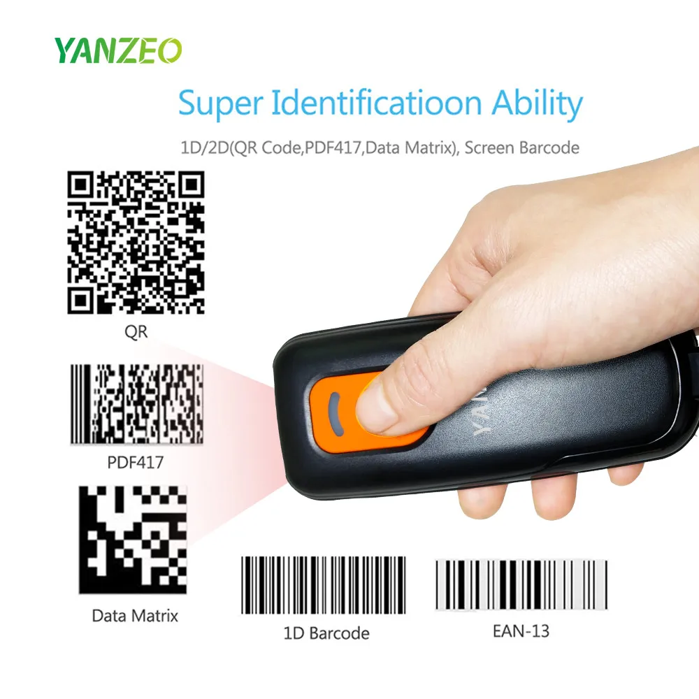 Карманный беспроводной Bluetooth сканер штрих кода Yanzeo P1620 2D портативный считыватель