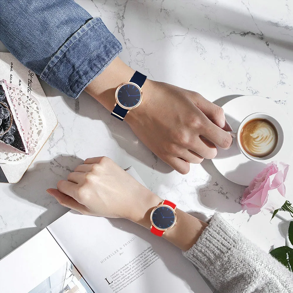 Фото Женские наручные часы Duobla роскошные нейлоновые с ремешком аналоговые кварцевые